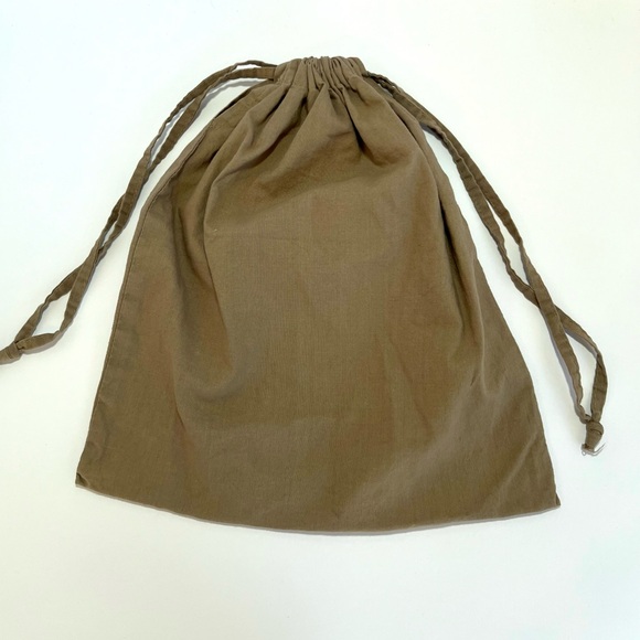 Once Upon A Rose Small Travel Laundry Bag Brown Pink Embroidery Drawstring - Picture 2 of 5